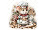 Christmas Mouse Baking Clipart JPG, a Seasonal Illustration by Memories By Lea (Thumbnail 16 of 17)