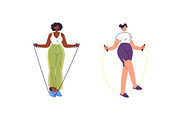 People skipping rope set, pattern, a Sport Illustration by PaperTrident (Thumbnail 3 of 8)