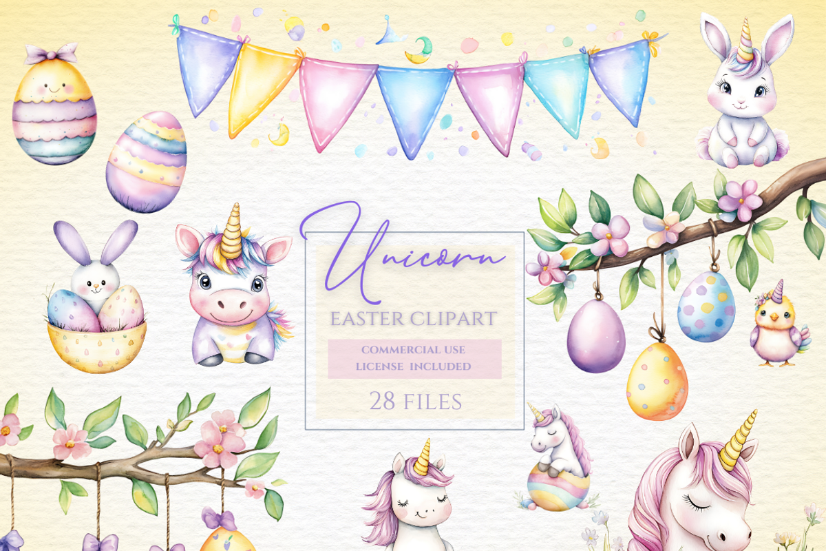 Unicorn easter egg clipart, a Seasonal Illustration by Invite to Clipart (Photo 1 of 7)
