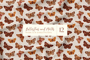Watercolor Butterflies patterns, a Pattern Graphic by Tiger and Flower (Thumbnail 1 of 17)