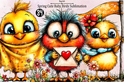 Spring Cute Baby Birds Sublimation C, an Illustration by SVGArt (Thumbnail 1 of 9)
