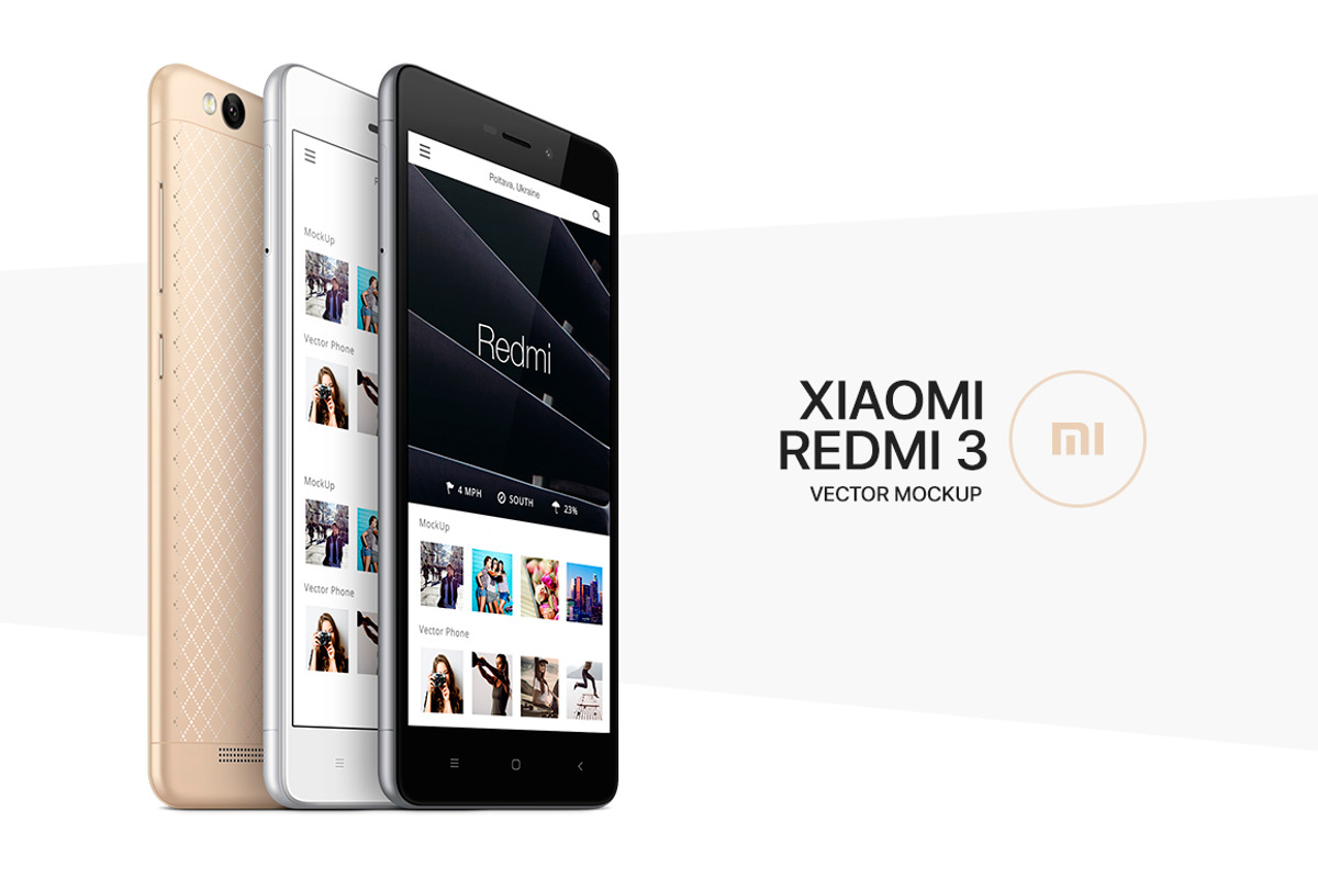 Xiaomi Redmi 3 Vector MockUp (PSD), a Product Mockup by Alex_Yanko (Photo 1 of 5)