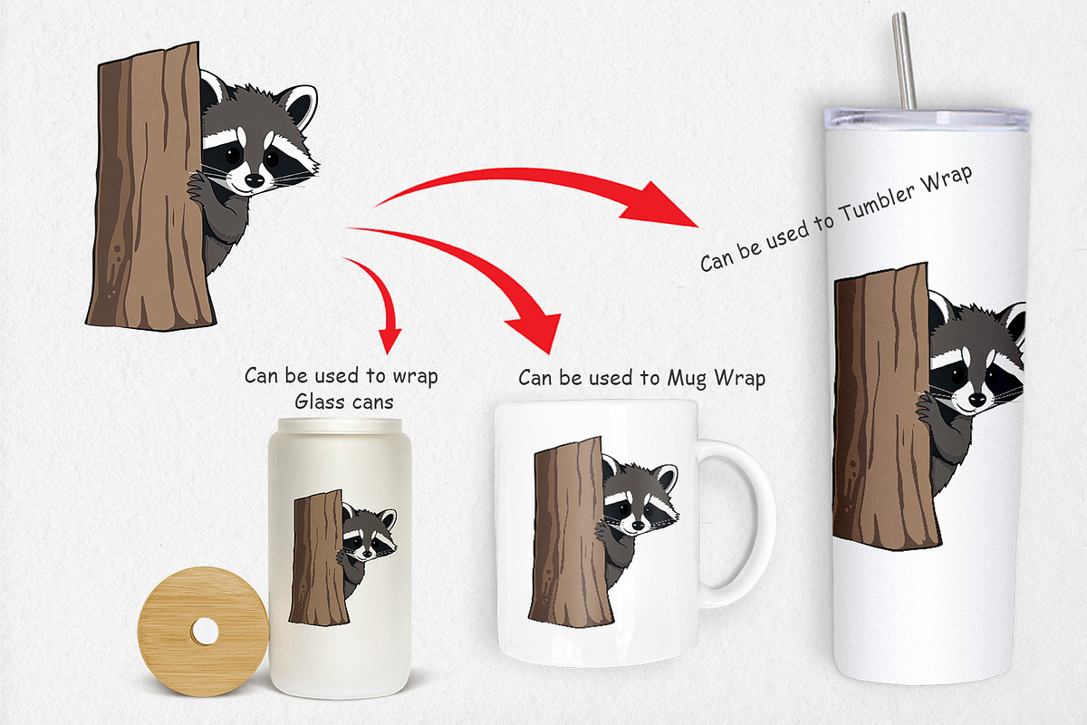 Peeking Raccoon Clipart, a Graphic by Artnoy (Photo 4 of 5)