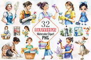 Housekeeper Watercolor Cliparts, an Illustration by RobertsArt (Thumbnail 1 of 4)