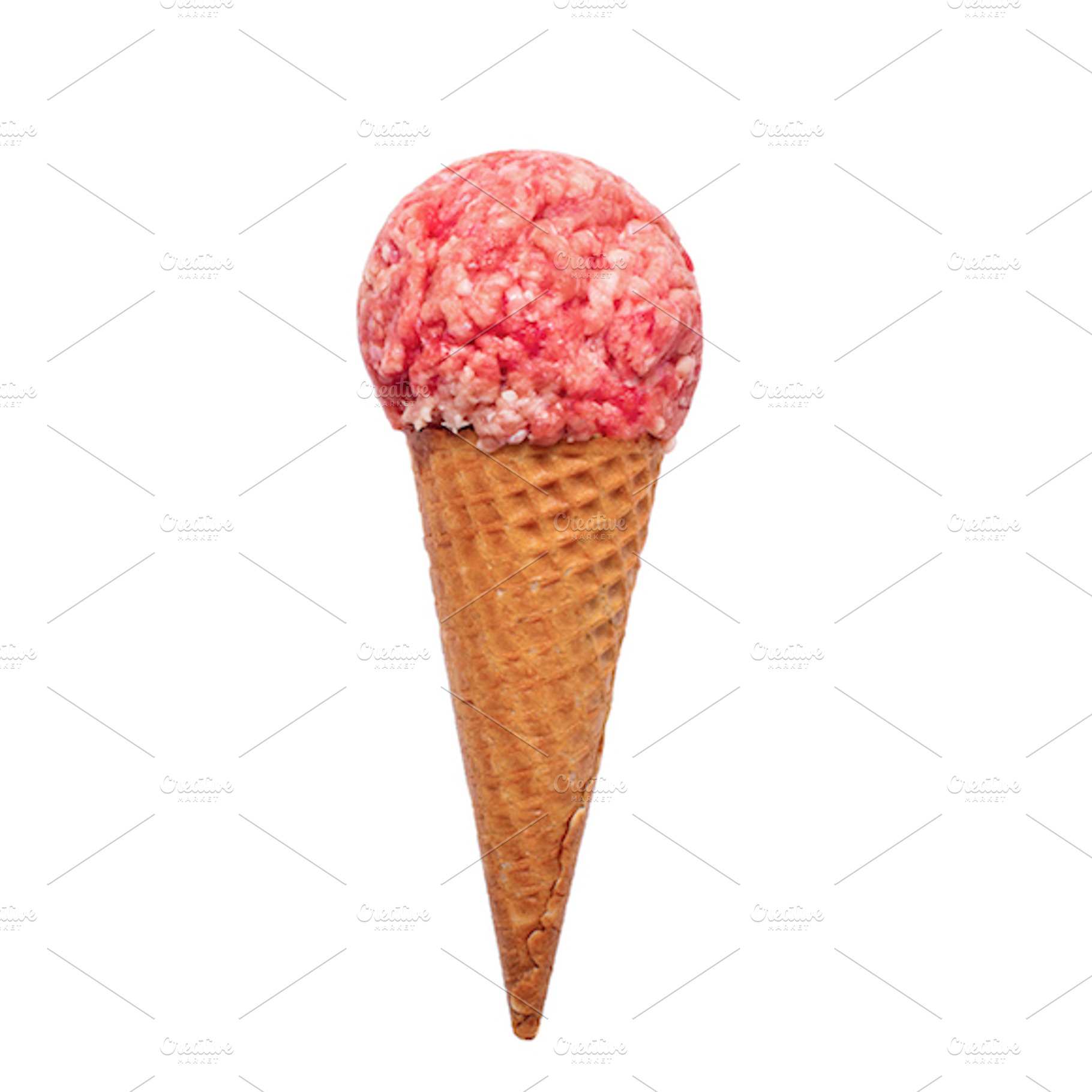 ice cream of mincemeat in a cone, a Food & Drink Photo by EvgeniiAnd