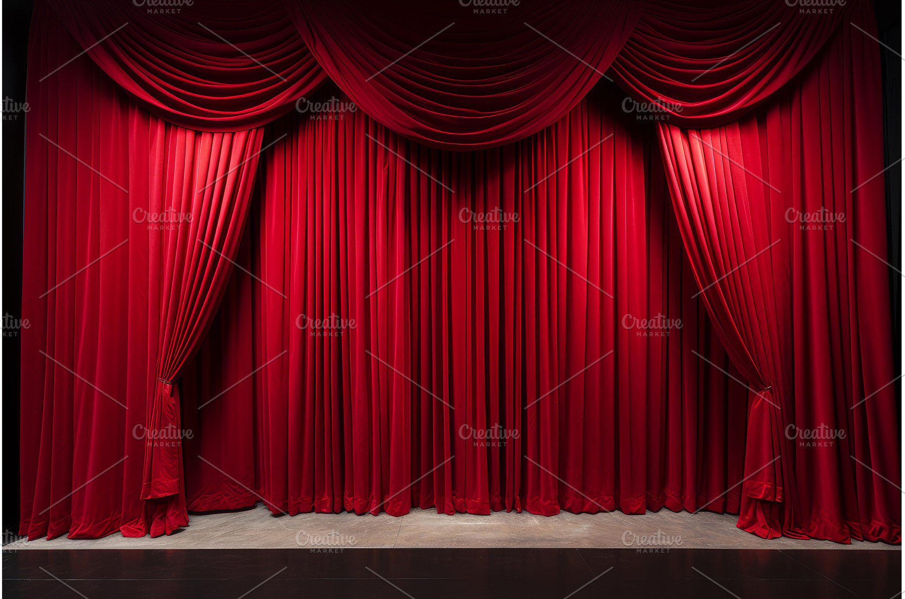 Red stage curtains. Generate Ai, an Abstract Photo by Ylivdesign