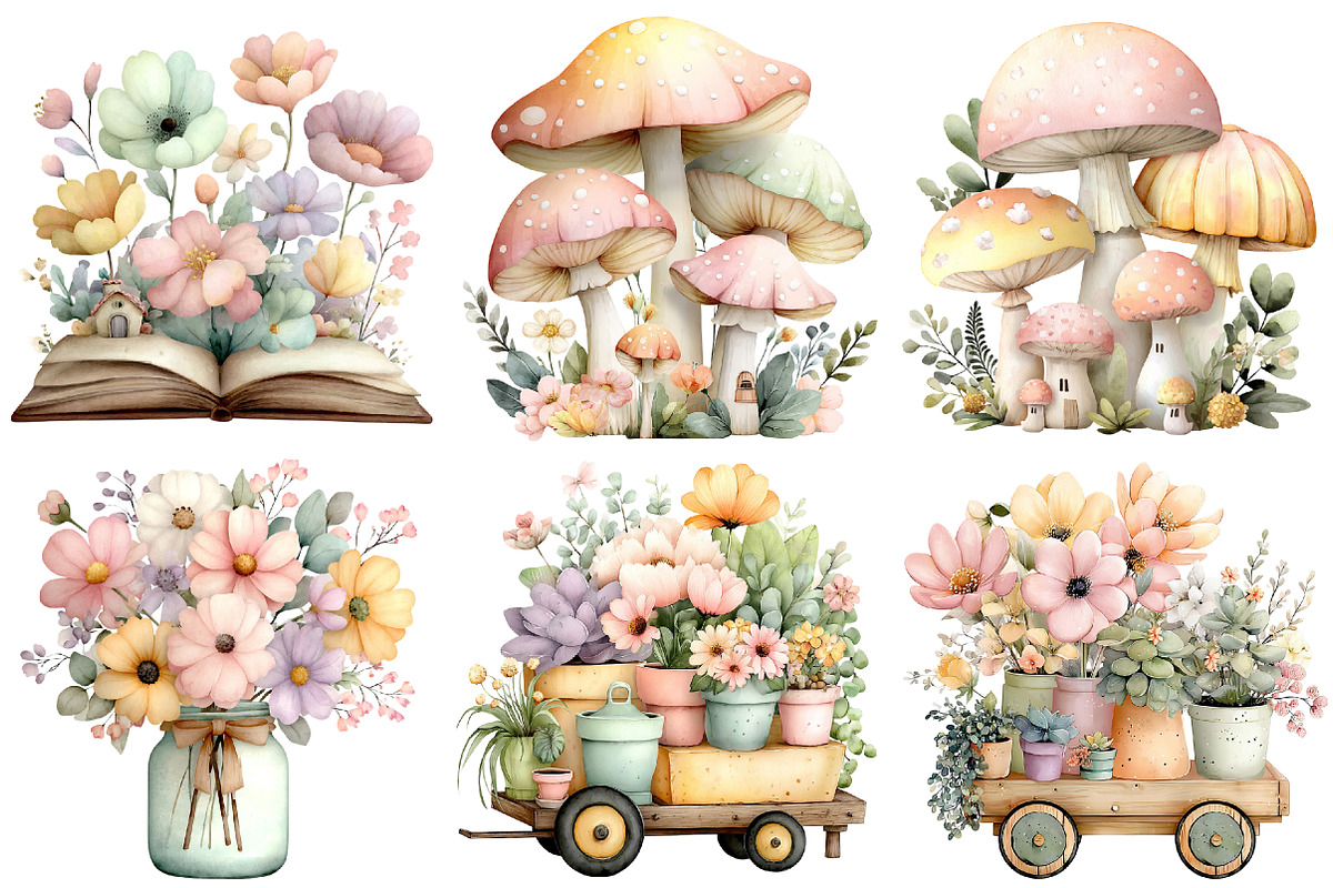 Vintage Little Cottage Clipart, an Illustration by DreamCafeArt (Photo 8 of 8)