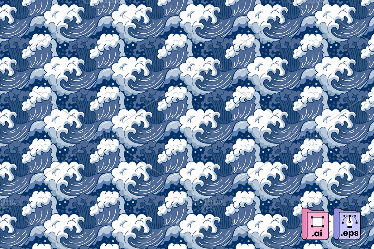Japanese Wave Pattern, a Pattern Graphic by MISS CHATZ (Photo 1 of 3)