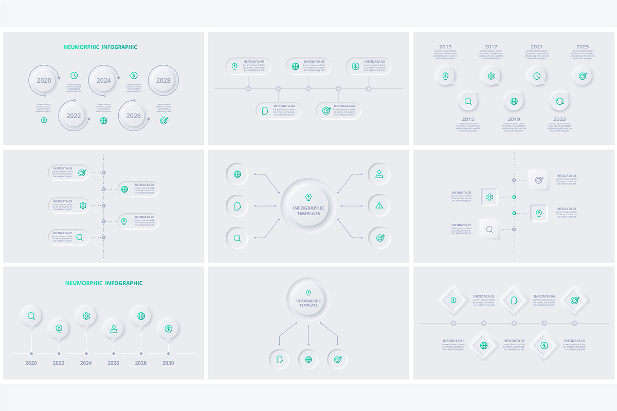Set Neumorphic Animated Template, a Presentation Template by Infographics project (Photo 5 of 13)