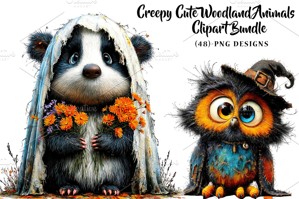 Creepy Cute Woodland Animals, a Seasonal Illustration by CreationArt (Photo 1 of 5)