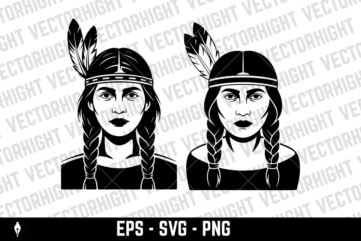 Native American woman portrait, a Person Illustration by Vectorhight (Photo 2 of 3)