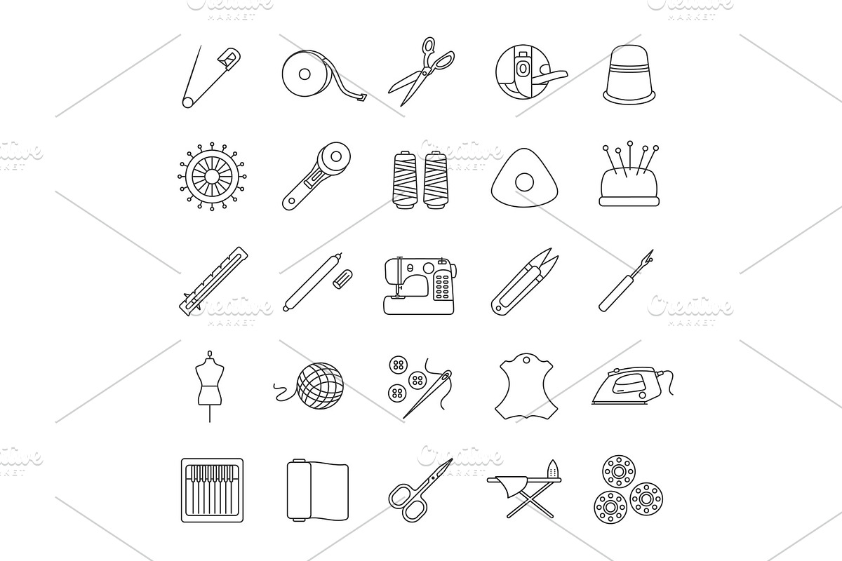 Tailoring linear icons set, an Outline Icon by IMG Visuals