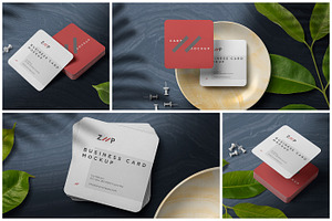 Square Shape Visiting Card Mockups