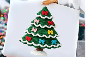 Christmas Tree Bow Crochet Faux Yarn, an Illustration by Craft Nest