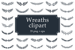 Hand Drawn Wreaths Clipart + BONUS