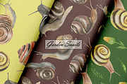 Watercolor Snail Seamless Patterns, an Animal Illustration by OlDm_Shop (Thumbnail 5 of 10)