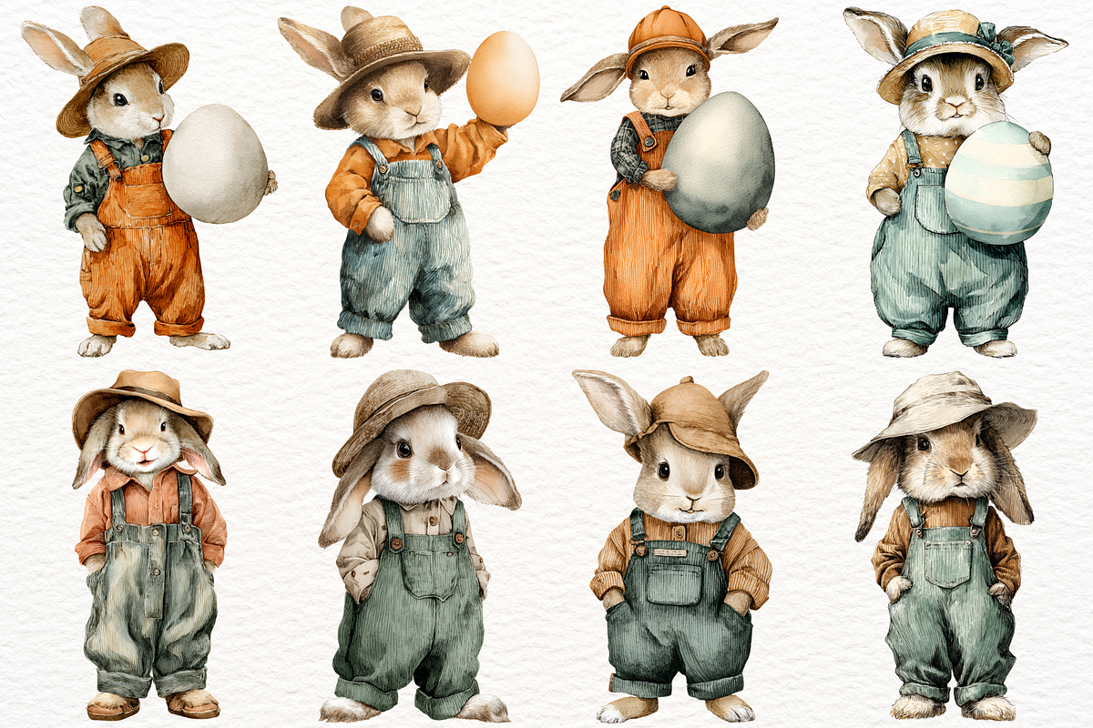 Vintage Easter Bunny PNG Clipart, an Animal Illustration by SugarCloudStudioArt (Photo 3 of 6)