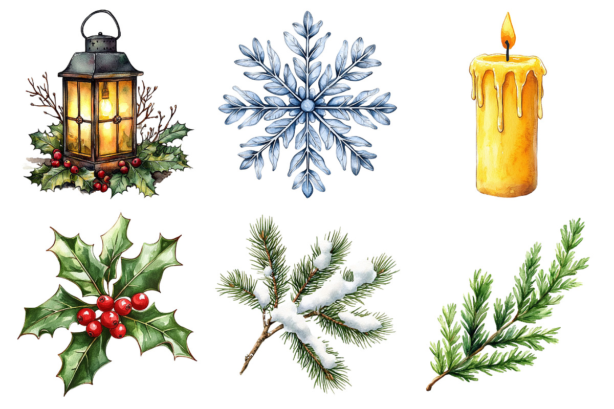 Watercolor Moody Christmas Clipart, an Illustration by Daily.Designs (Photo 4 of 5)