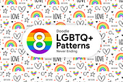 8 LGBTQ+ Never Ending Patterns, a Pattern Graphic by karetniy (Thumbnail 1 of 6)