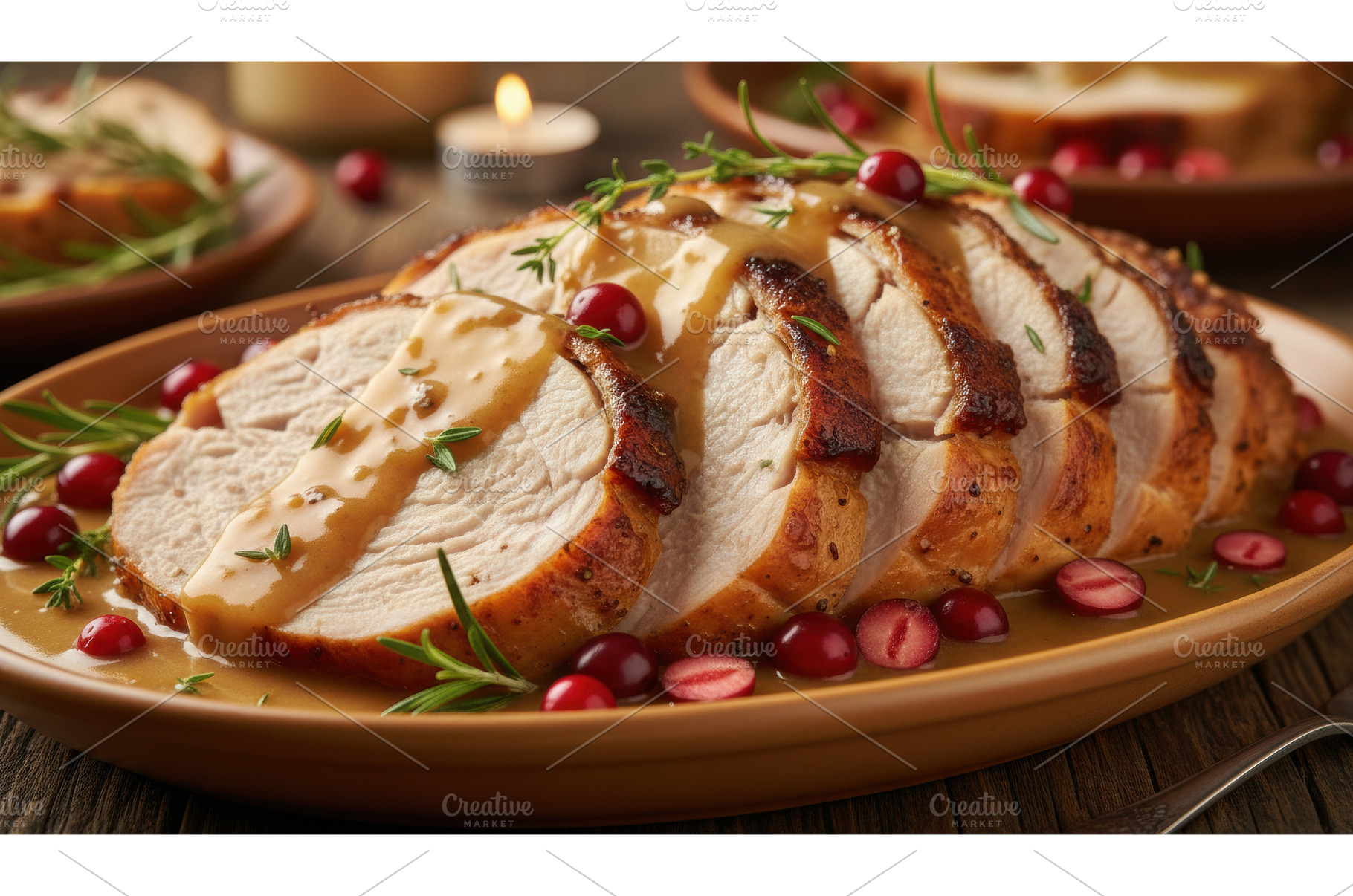 Close-up of sliced, roasted turkey, a Food & Drink Photo by Igor Tichonow