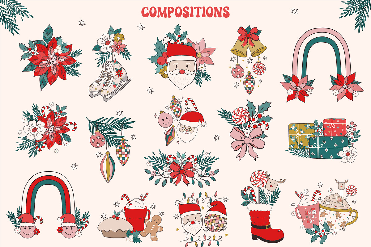 Retro Groovy Christmas, an Illustration by Cozy pattern shop (Photo 6 of 12)
