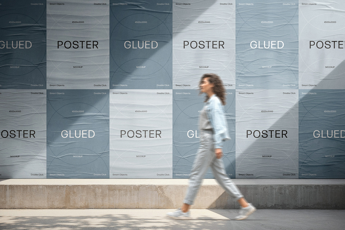 A4 Glued Posters Wall Mockup, an Advertising Mockup by Design Squad (Photo 1 of 4)