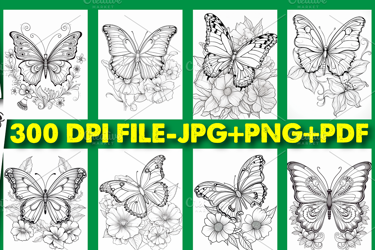100+ Butterfly Coloring Pages, a Stationery Template by Design Station (Photo 4 of 5)