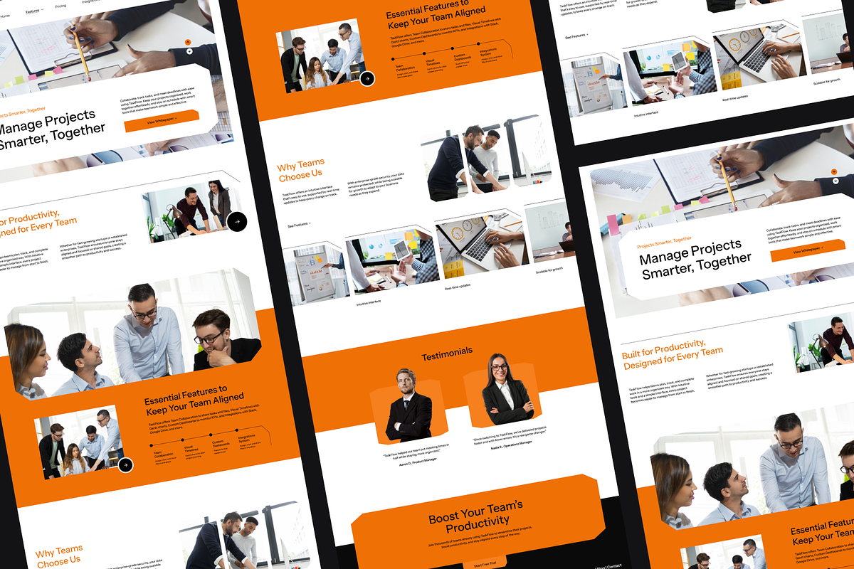 Figma Project Manager Landing Page, a Landing Page Template by Musara (Photo 2 of 6)