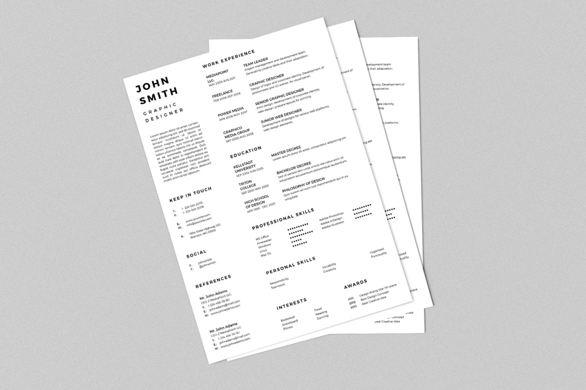 Simple Resume CV with Business Card, a Stationery Template by ND Design (Photo 8 of 13)