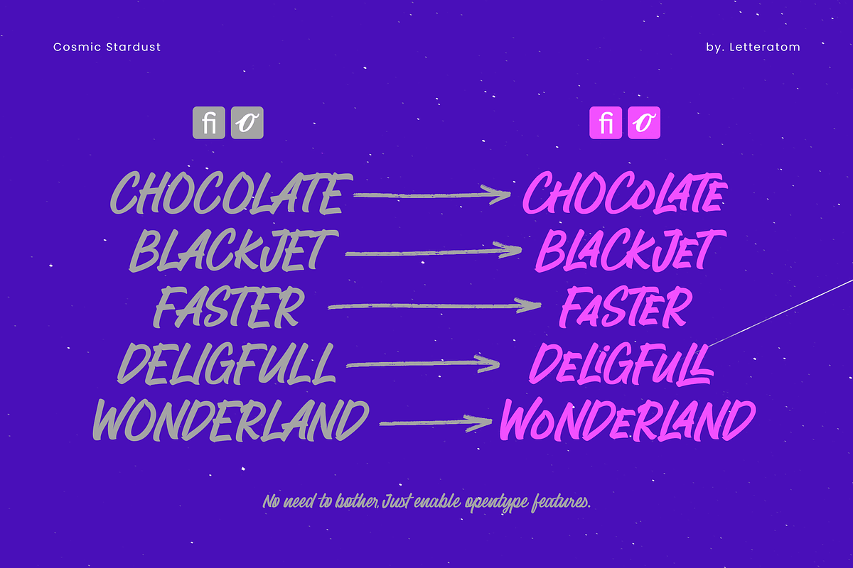 Cosmic Stardust - Casual Brush Font, a Script Font by Letteratom (Photo 10 of 15)
