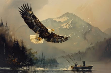 Majestic bald eagle soaring in the s, a Photo by Iftikhar Alam
