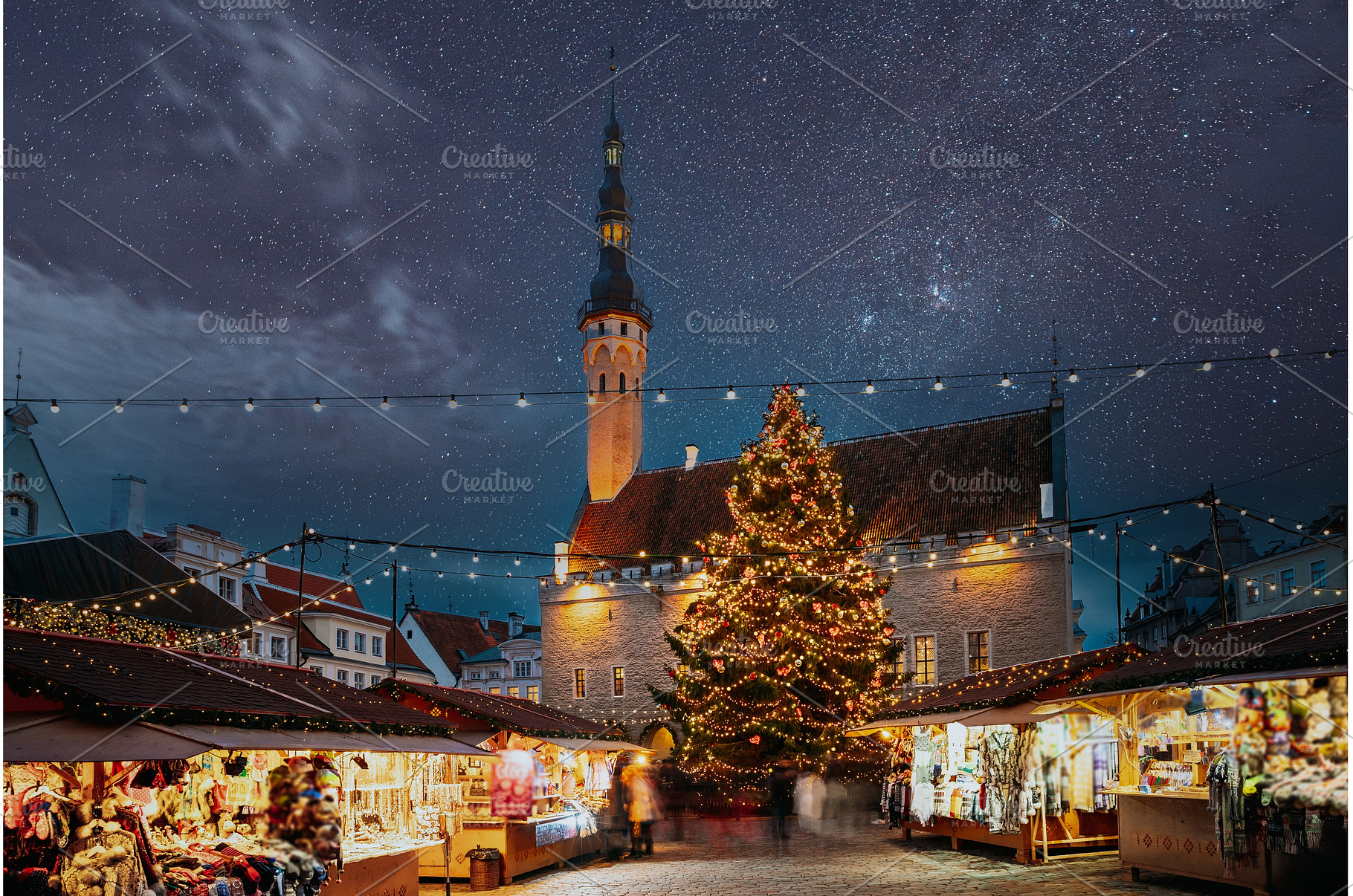 Illuminated Christmas Market and, an Architecture Photo by Our Amazing World