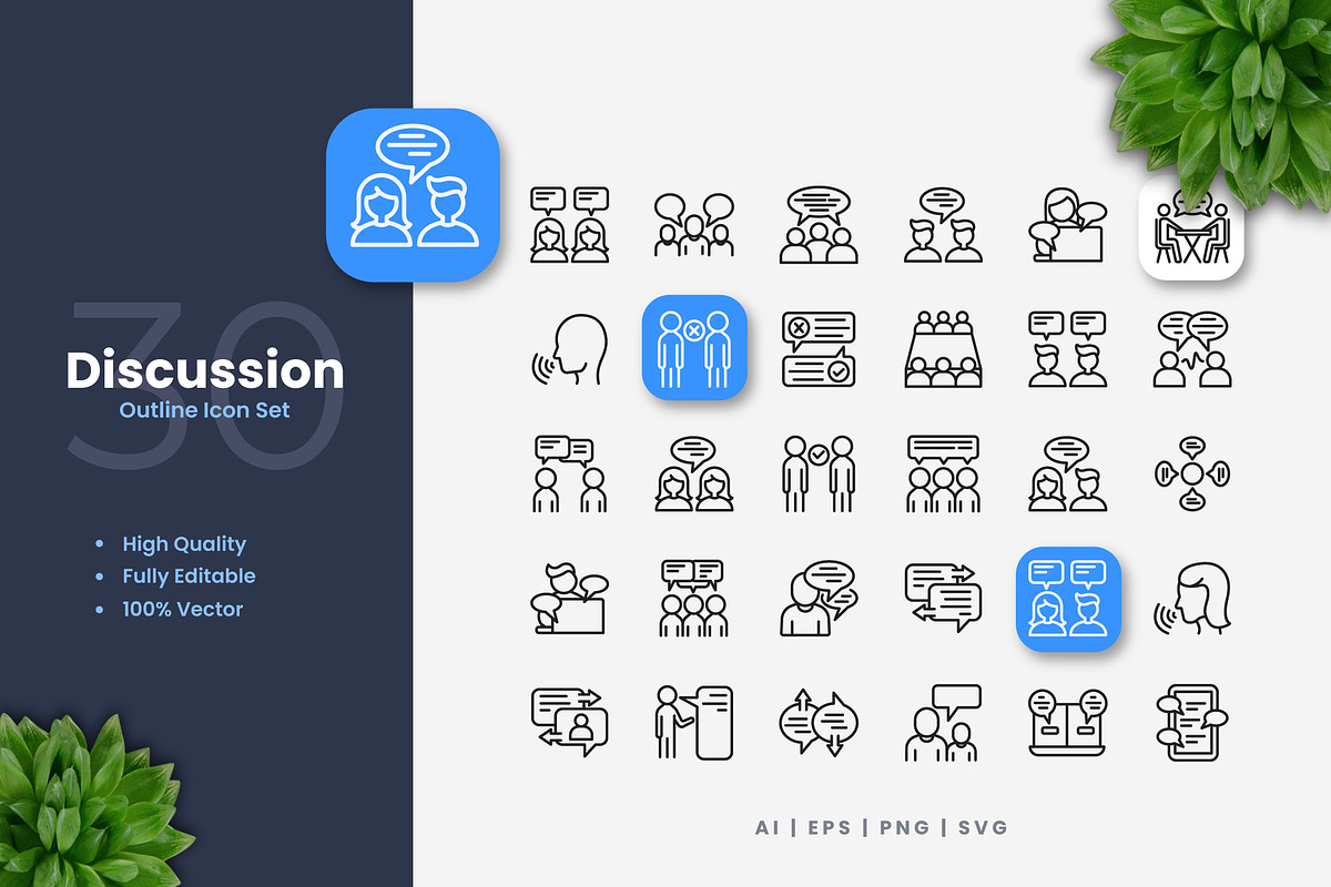 Discussion Outline Icons, an Outline Icon by Upnowgraphic