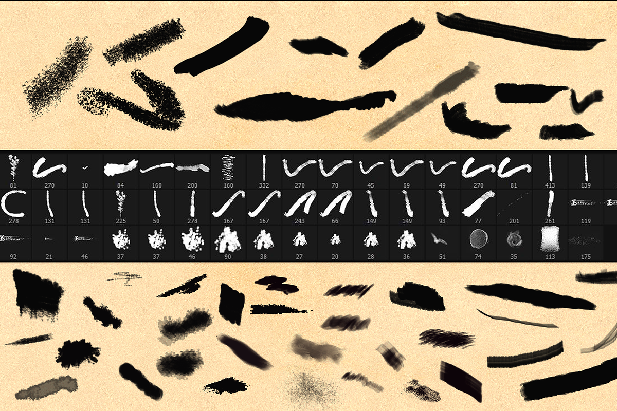 50 Sumi Brush Pack-Photoshop Brushes, a Brush Add-On by Photohacklovers (Photo 2 of 11)