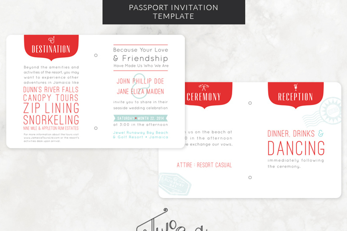 Passport Wedding Invitation Template, an Invitation Template by Two if by Sea Studios (Photo 2 of 4)