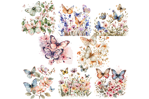 Watercolor Spring Butterflies