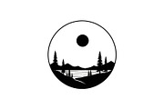 Circular Nature Landscape Silhouette, an Illustration by yasushie (Thumbnail 39 of 51)