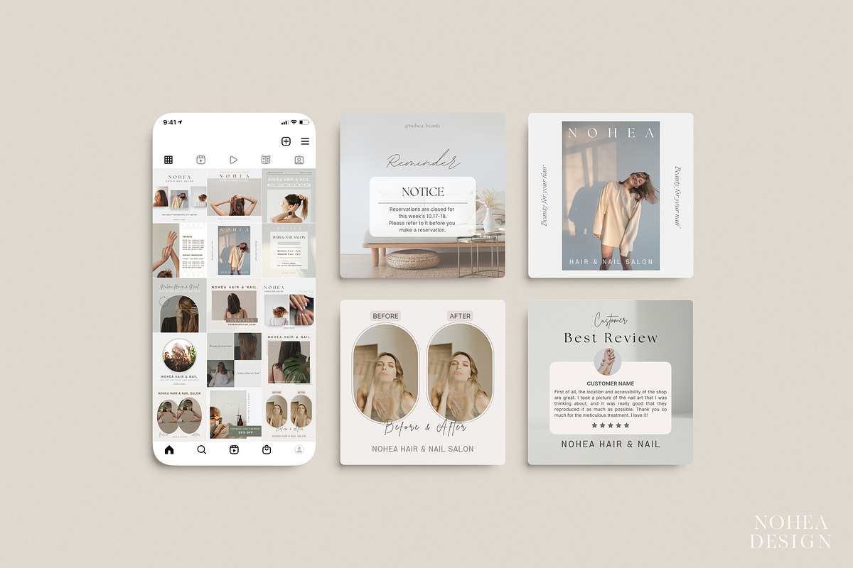 Hair Beauty Instagram Template CANVA, a Social Media Template by NoheaDesignShop (Photo 6 of 11)