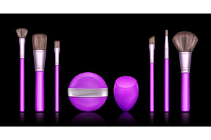 Makeup brush and sponge set isolated, an Object Illustration by art PVP - market