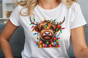 Christmas Lights Highland Cow PNG, an Illustration by Sublimation Artist (Thumbnail 6 of 9)