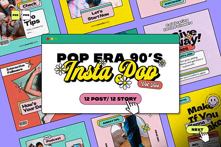 Pop Era 90s Vol.2 - Instagram Retro, a Social Media Template by Sixtysix Labs