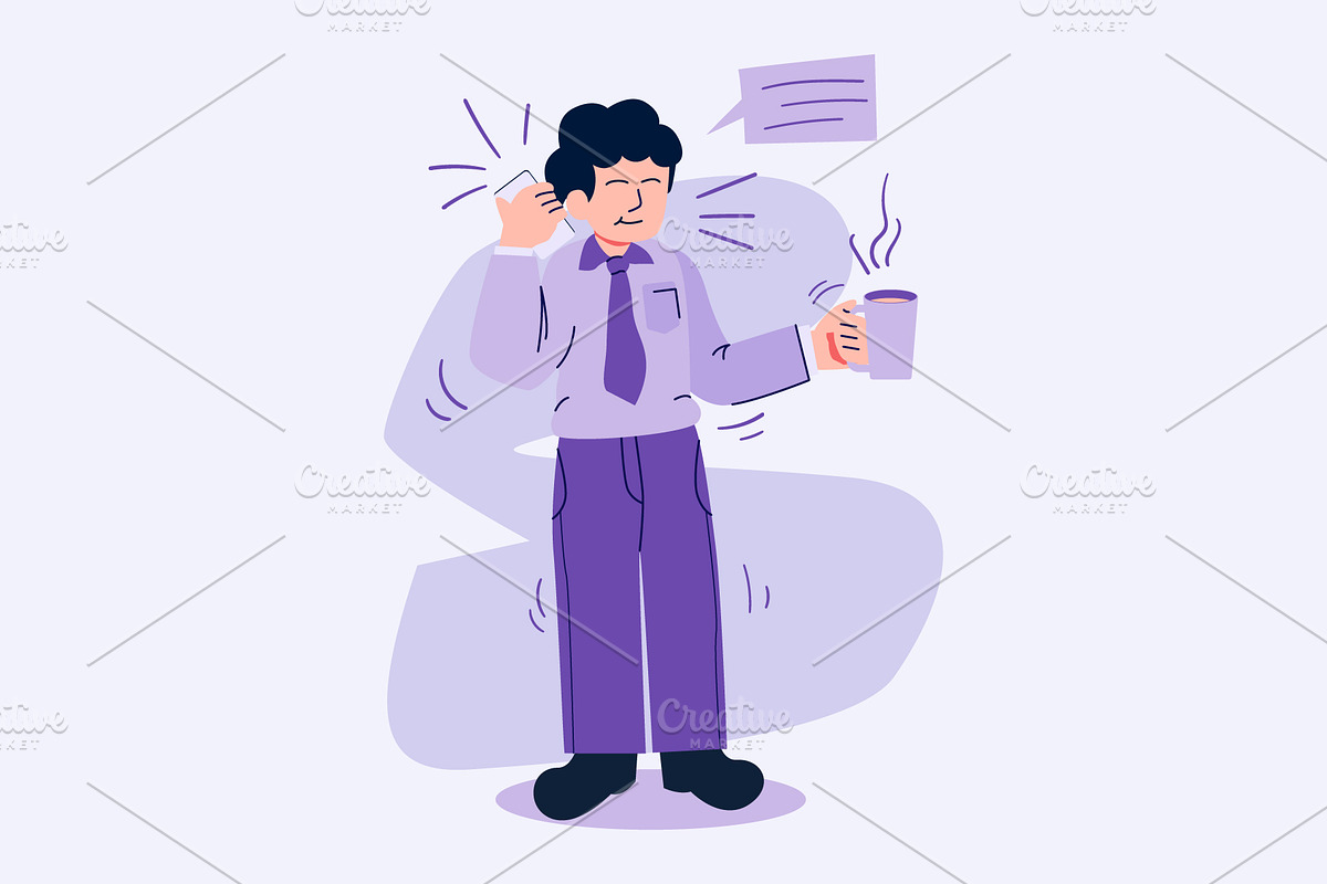 Businessman Calling and Relaxing, a Person Illustration by Ahmad_Studio