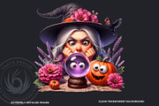 Playful Halloween witches cliparts, a Seasonal Illustration by ThatsDesignArt (Thumbnail 3 of 10)