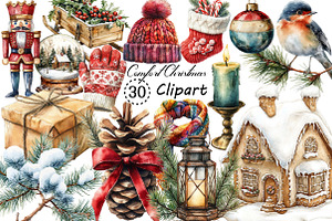 Watercolor Vintage Comfort Christmas, an Illustration by Creative Art