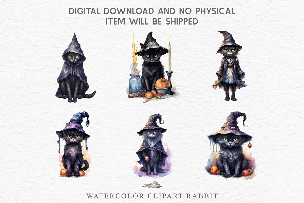 Halloween Witch Wizard Black Kitten, an Animal Illustration by Rabbit Heart (Photo 6 of 10)
