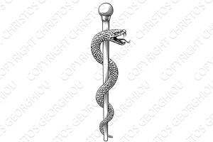 Rod of Asclepius Caduceus Medical, a Healthcare Illustration by Christos Georghiou