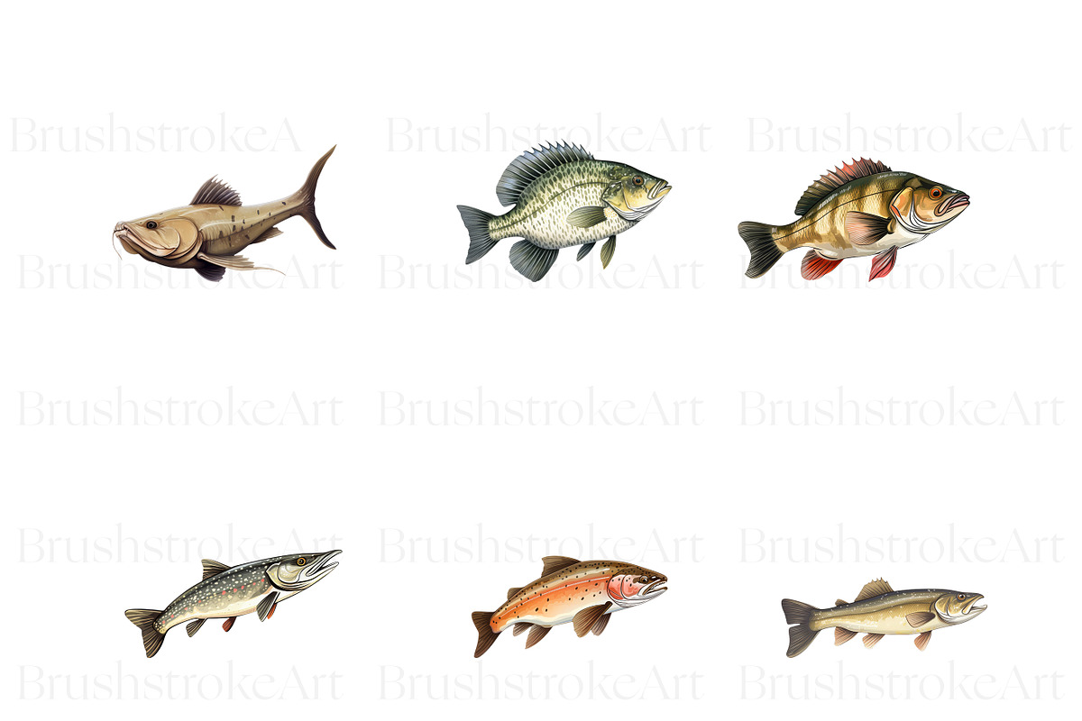 Freshwater Fishing Clipart, Bass PNG, an Animal Illustration by BrushstrokeArtGB (Photo 6 of 9)