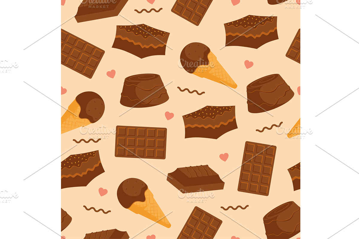 Chocolate treats cute pattern, a Food Illustration by studioDK