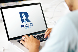 Letter R - Rocket Launch Logo