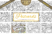 Postcards - 12 Colouring Pages, an Animal Illustration by Jen Digital Art (Thumbnail 1 of 5)